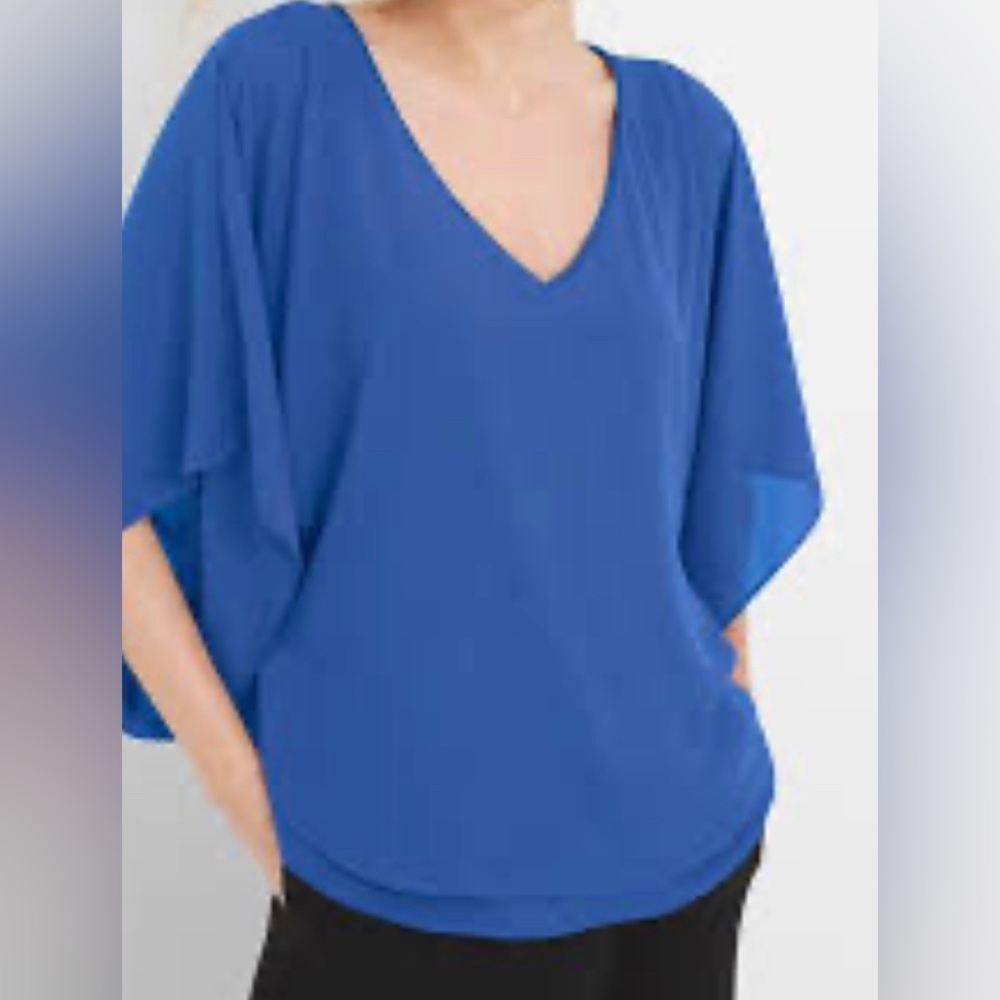 White House Black Market Periwinkle Blue Kimono Blouse